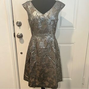 AG‎ Phillips Designer Dress Cocktail Formal Metallic Thread Floral Lined SZ 4